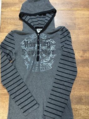 Harley-Davidson Gray Striped Hooded Kids Sweatshirt